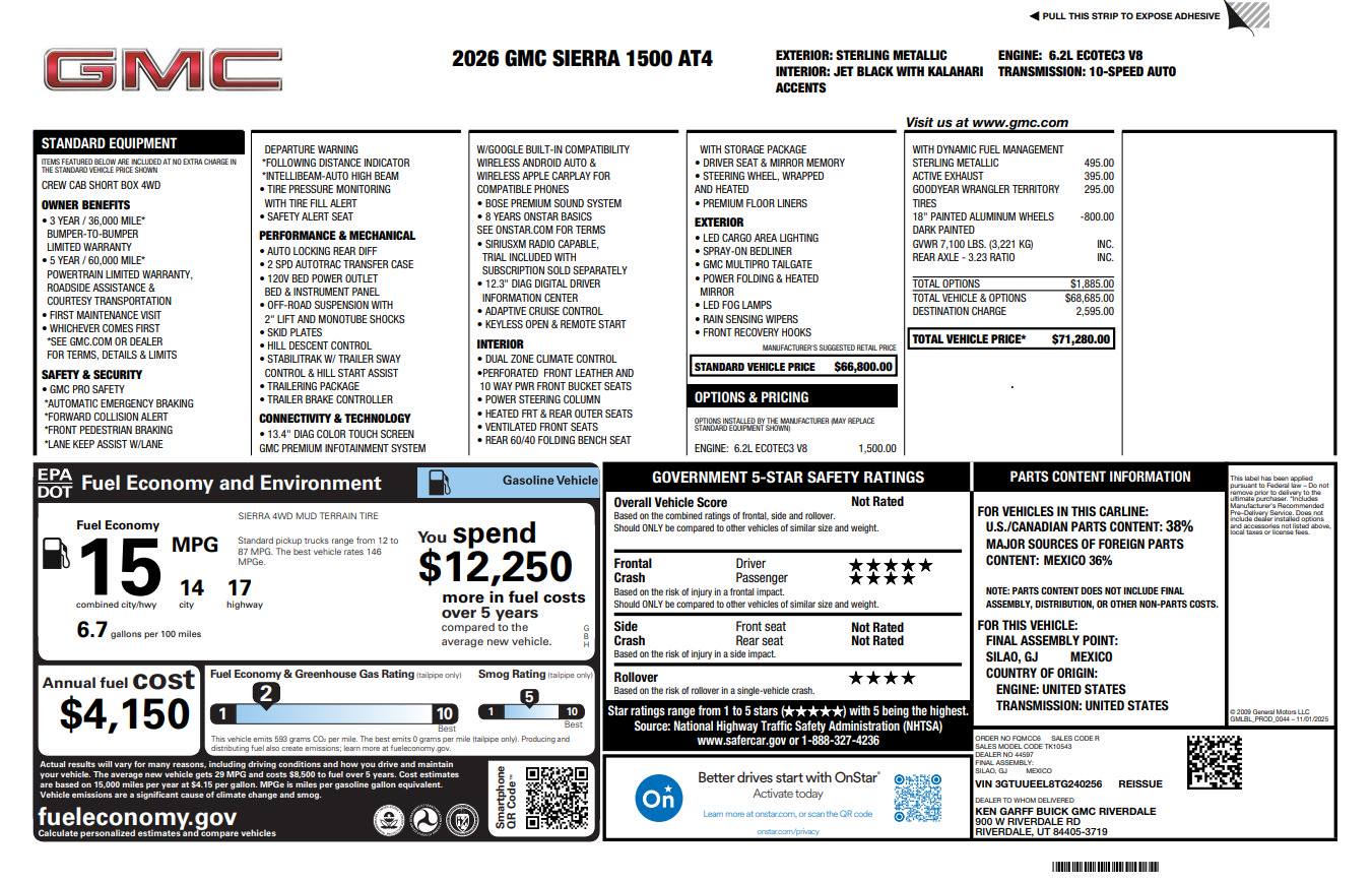 Used 2026 GMC Sierra 1500 AT4 AWD/4WD image 33