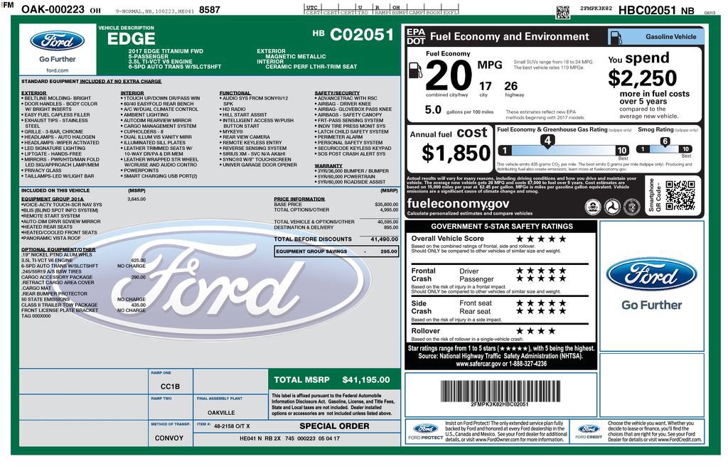 Used 2017 Ford Edge Titanium w/ Equipment Group 301A image 2