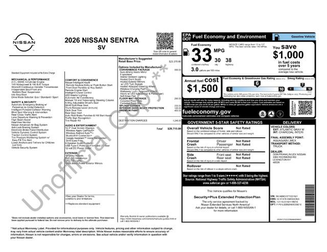 New 2026 Nissan Sentra SV w/ SV Convenience Package FWD image 24