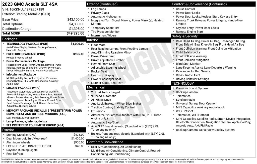 Used 2023 GMC Acadia SLT w/ Technology Package AWD/4WD image 31