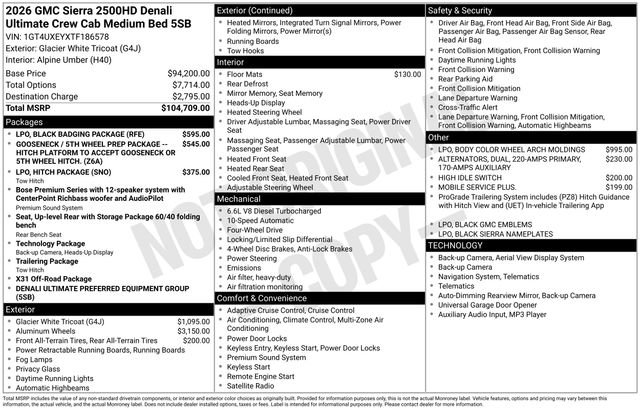 New 2026 GMC Sierra 2500 Denali Ultimate w/ LPO, Black Badging Package image 7