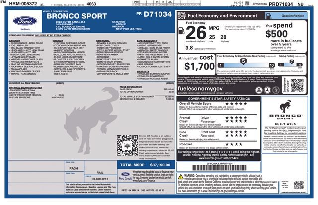 Certified 2023 Ford Bronco Sport Outer Banks AWD/4WD image 27