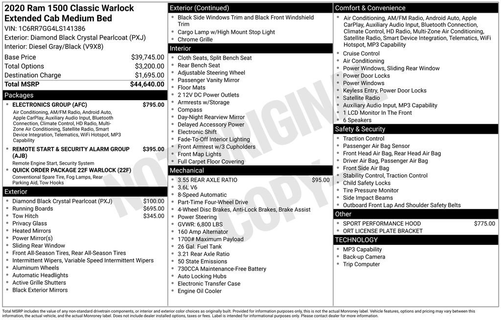 Used 2020 RAM 1500 Warlock w/ Electronics Group AWD/4WD image 9