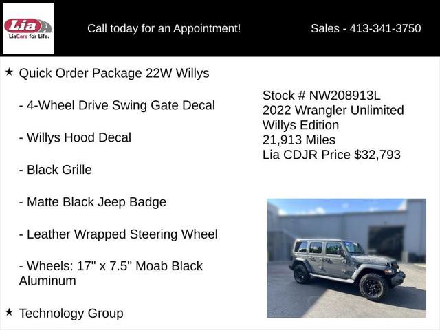 Certified 2022 Jeep Wrangler Unlimited Sport AWD/4WD image 16