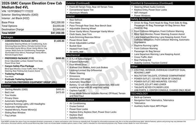 New 2026 GMC Canyon Elevation w/ Convenience Package image 12