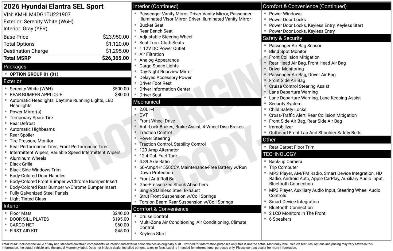New 2026 Hyundai Elantra Sport FWD image 4