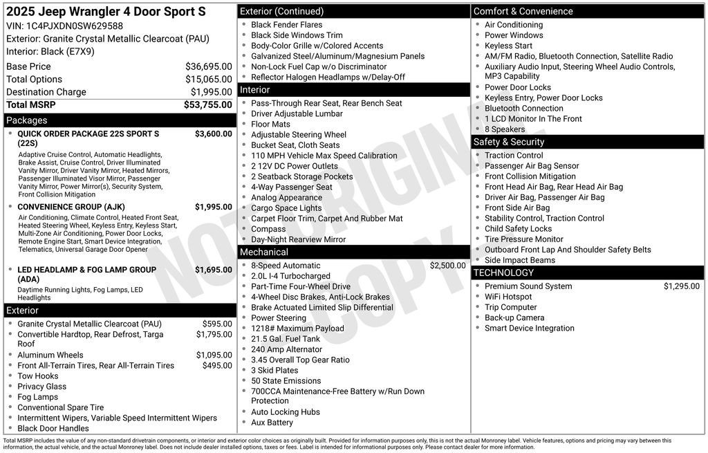 New 2025 Jeep Wrangler Unlimited Sport AWD/4WD image 31