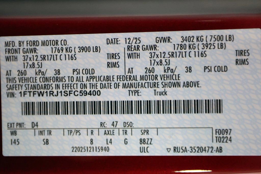 Used 2025 Ford F150 Raptor w/ Equipment Group 803A Raptor R image 59