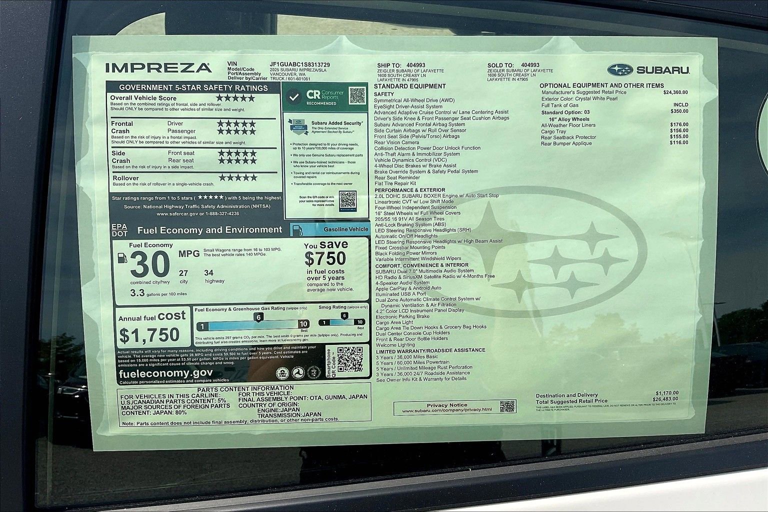 New 2025 Subaru Impreza 2.0i image 13