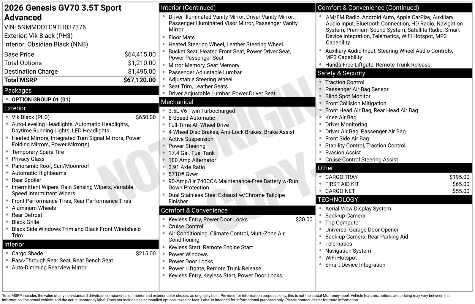 Used 2026 Genesis GV70 3.5T Sport Advanced image 36