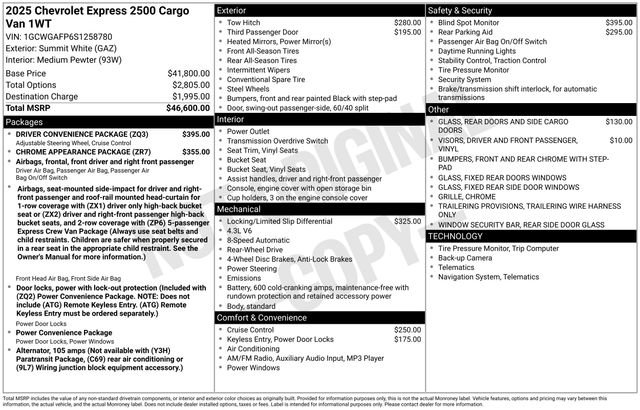 New 2025 Chevrolet Express 2500 w/ Driver Convenience Package RWD image 4