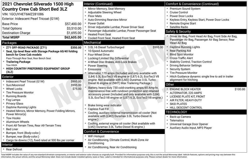 Used 2021 Chevrolet Silverado 1500 High Country w/ Z71 Off-Road Package image 31