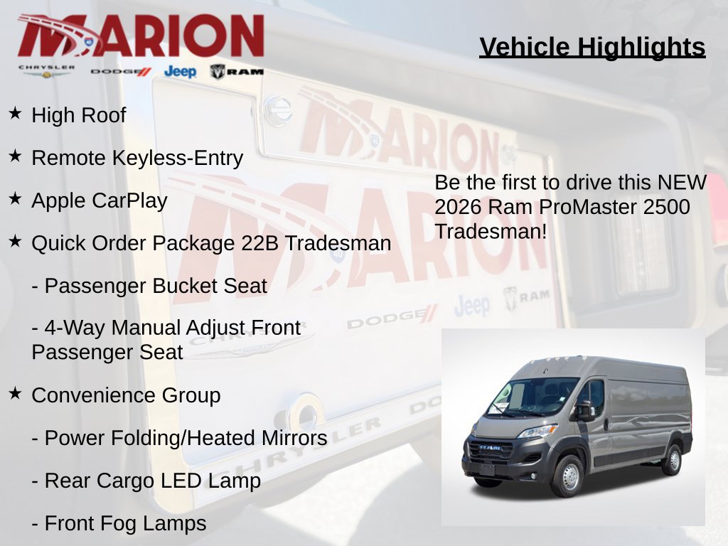 New 2026 RAM ProMaster 2500 w/ Convenience Group FWD image 5