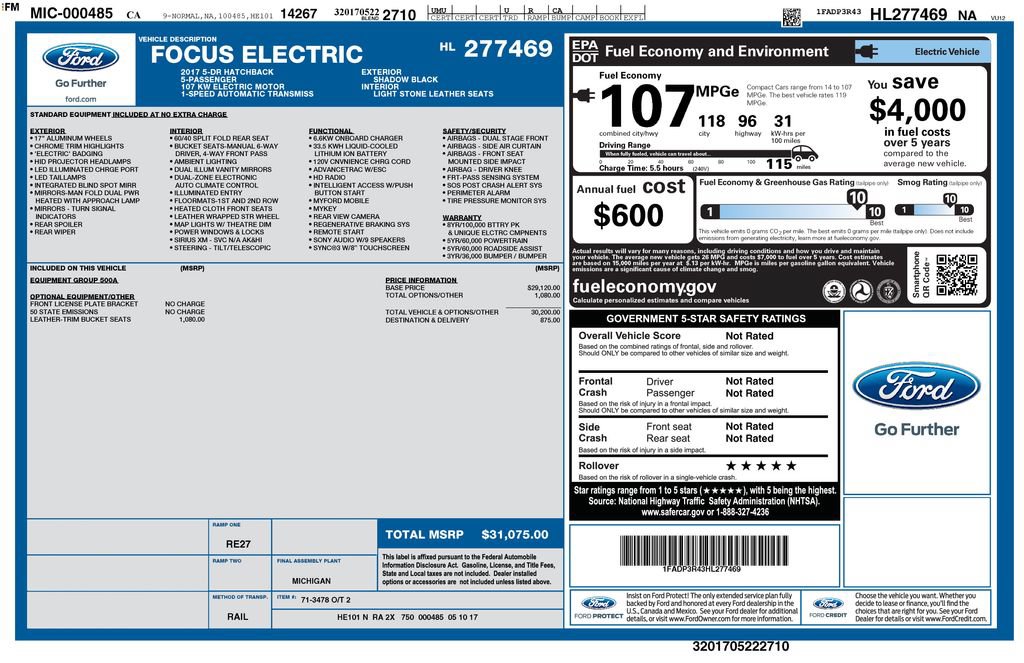 Used 2017 Ford Focus Electric Hatchback FWD image 28