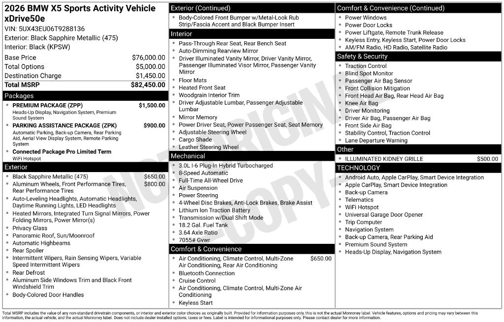 New 2026 BMW X5 xDrive50e w/ Premium Package AWD/4WD image 29