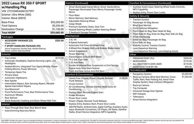 Used 2022 Lexus RX 350 F Sport w/ Accessory Package image 5