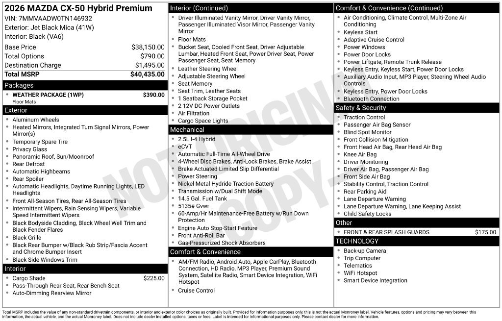 New 2026 MAZDA CX-50 AWD 2.5 Hybrid w/ Weather Package image 7