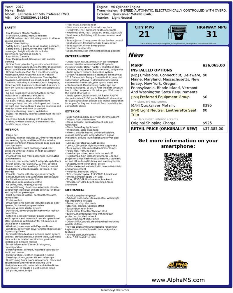 Used 2017 Buick LaCrosse Preferred image 3