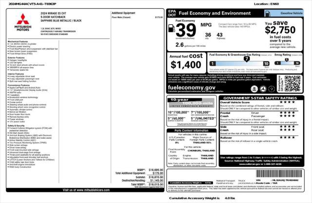 Used 2024 Mitsubishi Mirage ES image 4