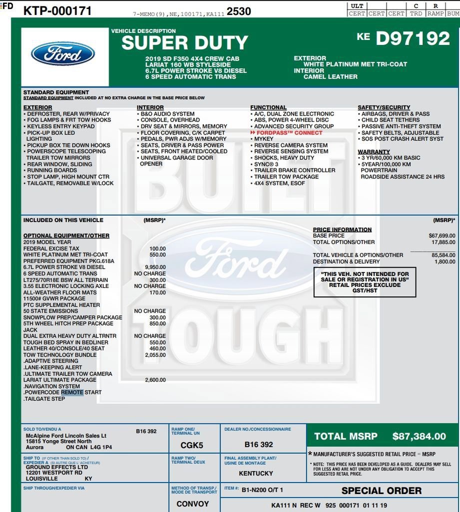 Used 2019 Ford F350 Lariat w/ Lariat Ultimate Package image 37