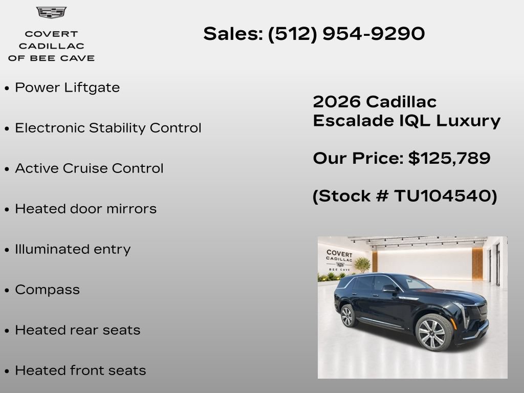 New 2026 Cadillac Escalade IQL Luxury w/ LPO, Floor Liner Package AWD/4WD image 17