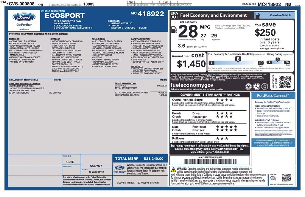 Used 2021 Ford EcoSport S FWD image 6