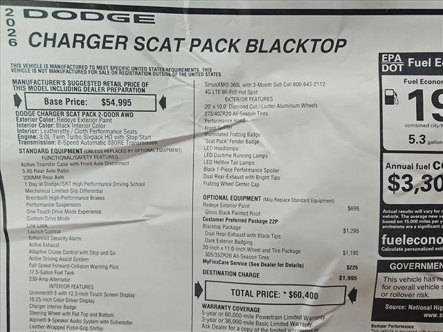 New 2026 Dodge Charger Scat Pack w/ Blacktop Package AWD/4WD image 18