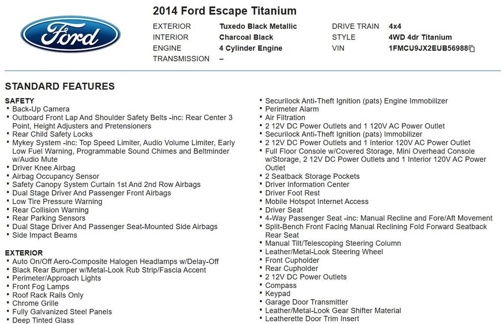 Used 2014 Ford Escape Titanium w/ Equipment Group 401A AWD/4WD image 17