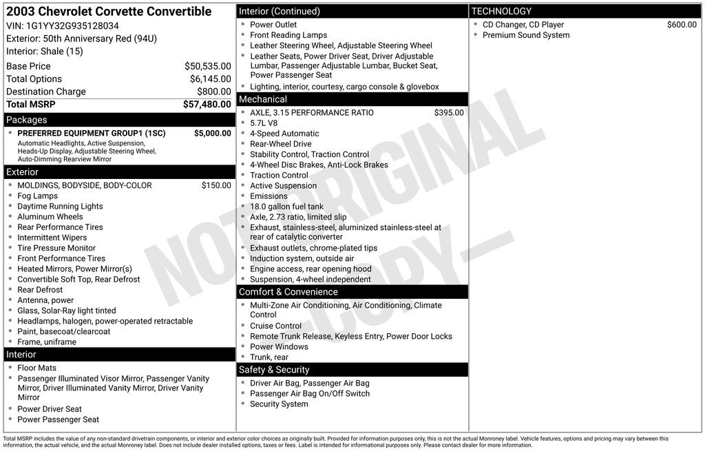 Used 2003 Chevrolet Corvette Convertible w/ Preferred Equipment Group1 RWD image 25