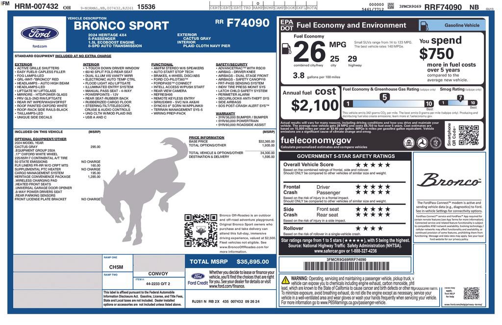 Used 2024 Ford Bronco Sport Heritage w/ Heritage Convenience Package AWD/4WD image 29