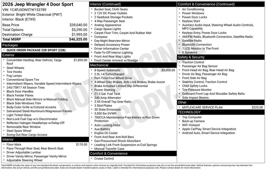 New 2026 Jeep Wrangler Unlimited Sport AWD/4WD image 44