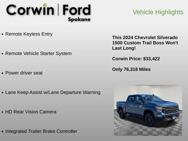 Used 2024 Chevrolet Silverado 1500 Custom Trail Boss AWD/4WD image 12