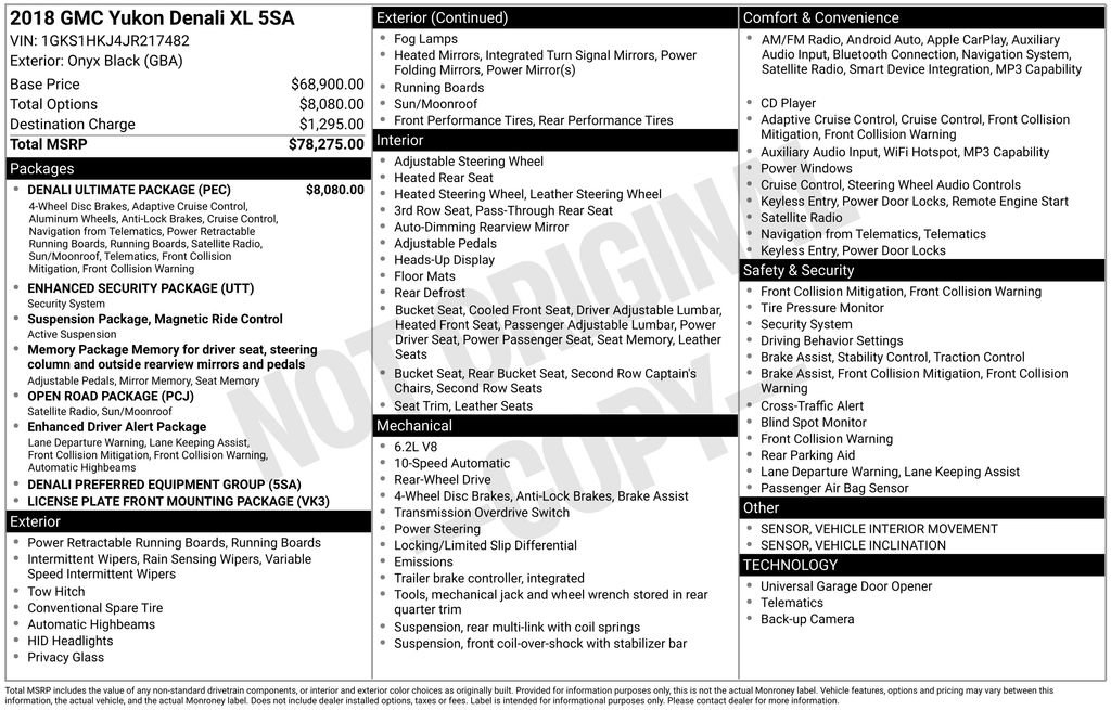 Used 2018 GMC Yukon XL Denali w/ Denali Ultimate Package RWD image 2