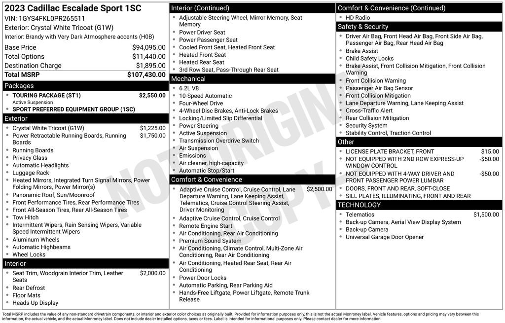 Used 2023 Cadillac Escalade Sport w/ Touring Package image 46