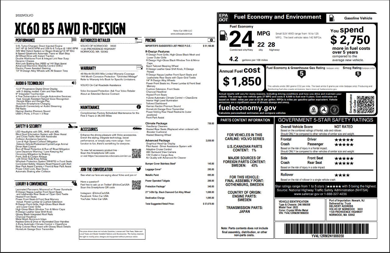 Used 2022 Volvo XC60 B5 R-Design w/ Advanced Package image 51