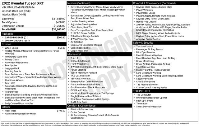 Used 2022 Hyundai Tucson XRT w/ Cargo Package FWD image 15