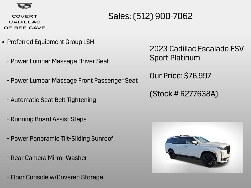 Certified 2023 Cadillac Escalade ESV Sport Platinum w/ LPO, ONYX Package image 7