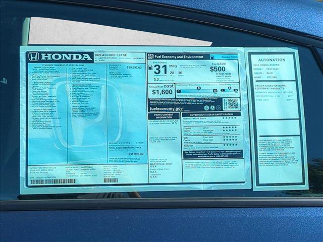 New 2026 Honda Accord SE image 17