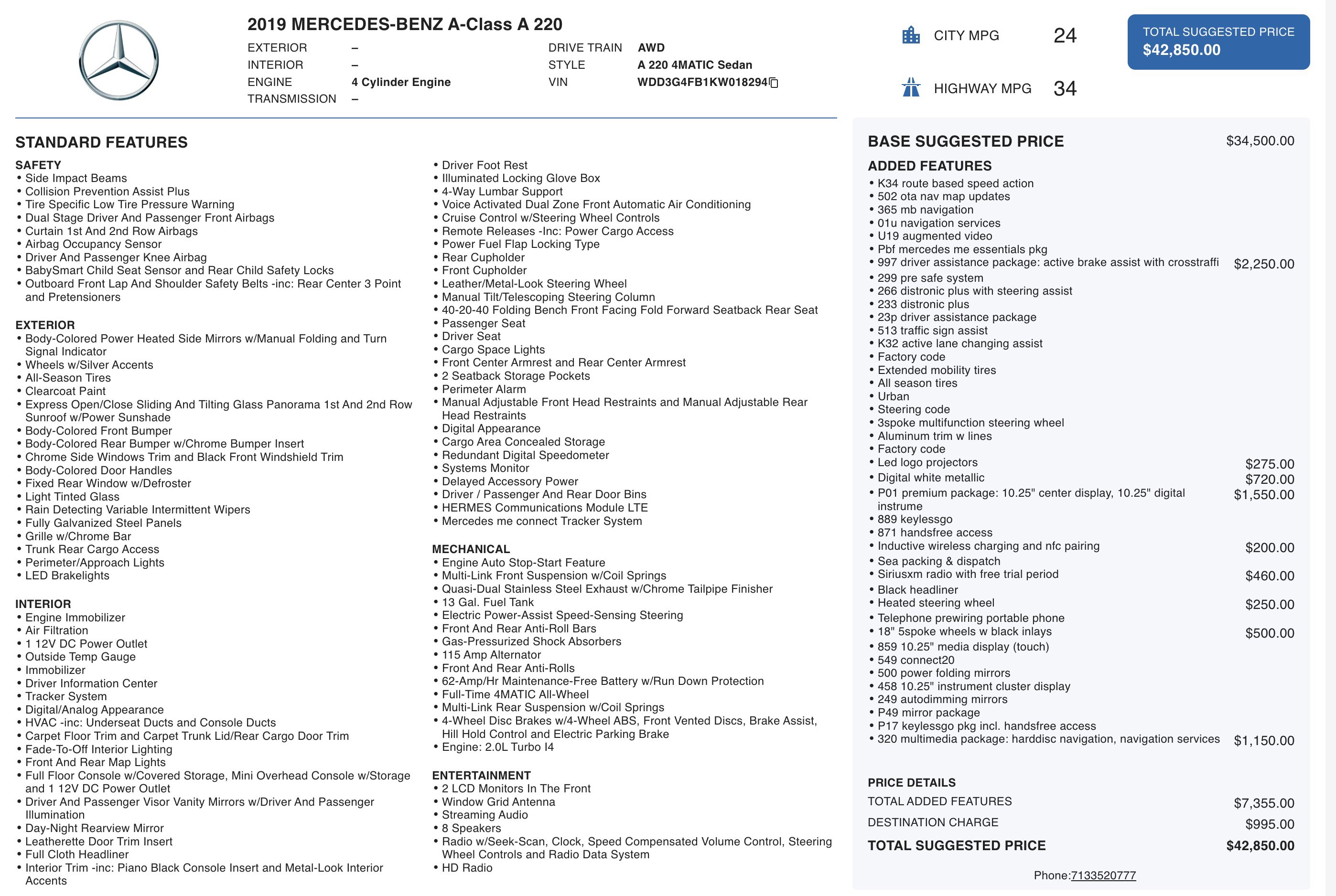 Used 2019 Mercedes-Benz A 220 4MATIC image 2