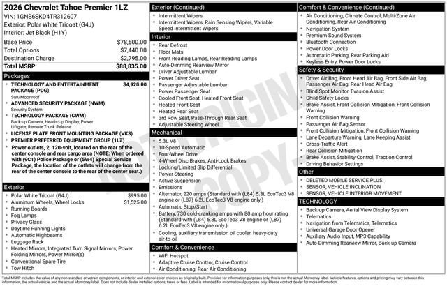 New 2026 Chevrolet Tahoe Premier AWD/4WD image 42