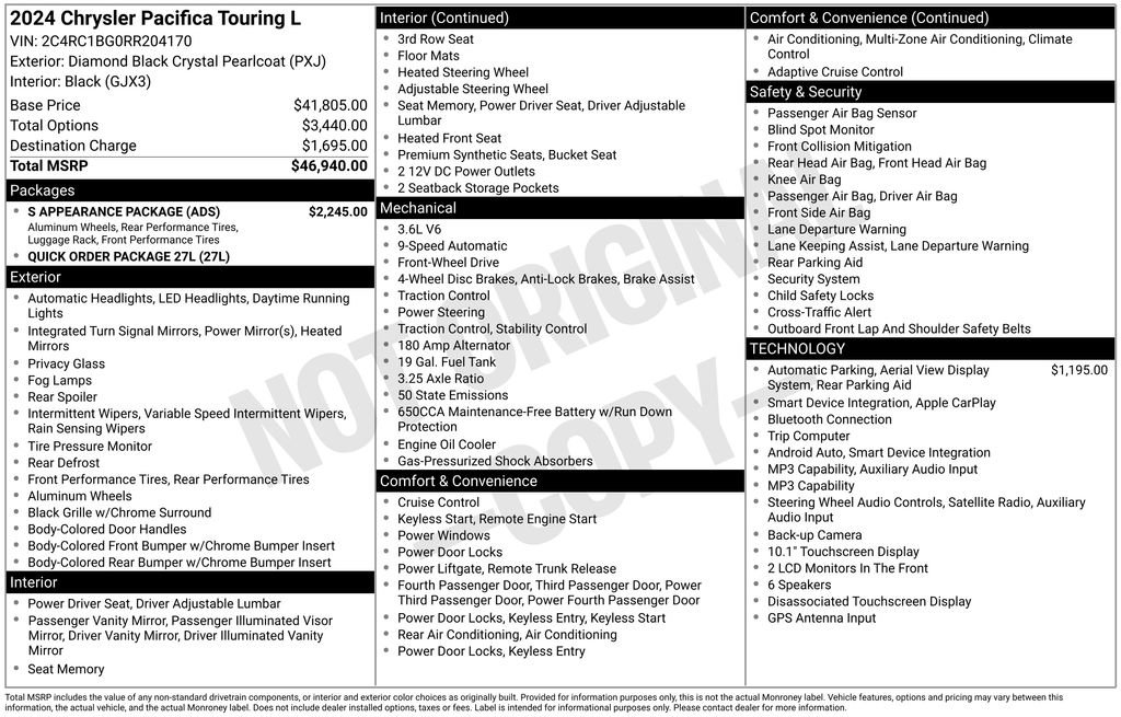 Used 2024 Chrysler Pacifica Touring-L w/ S Appearance Package FWD image 8