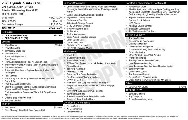 Used 2023 Hyundai Santa Fe SE w/ Cargo Package image 4