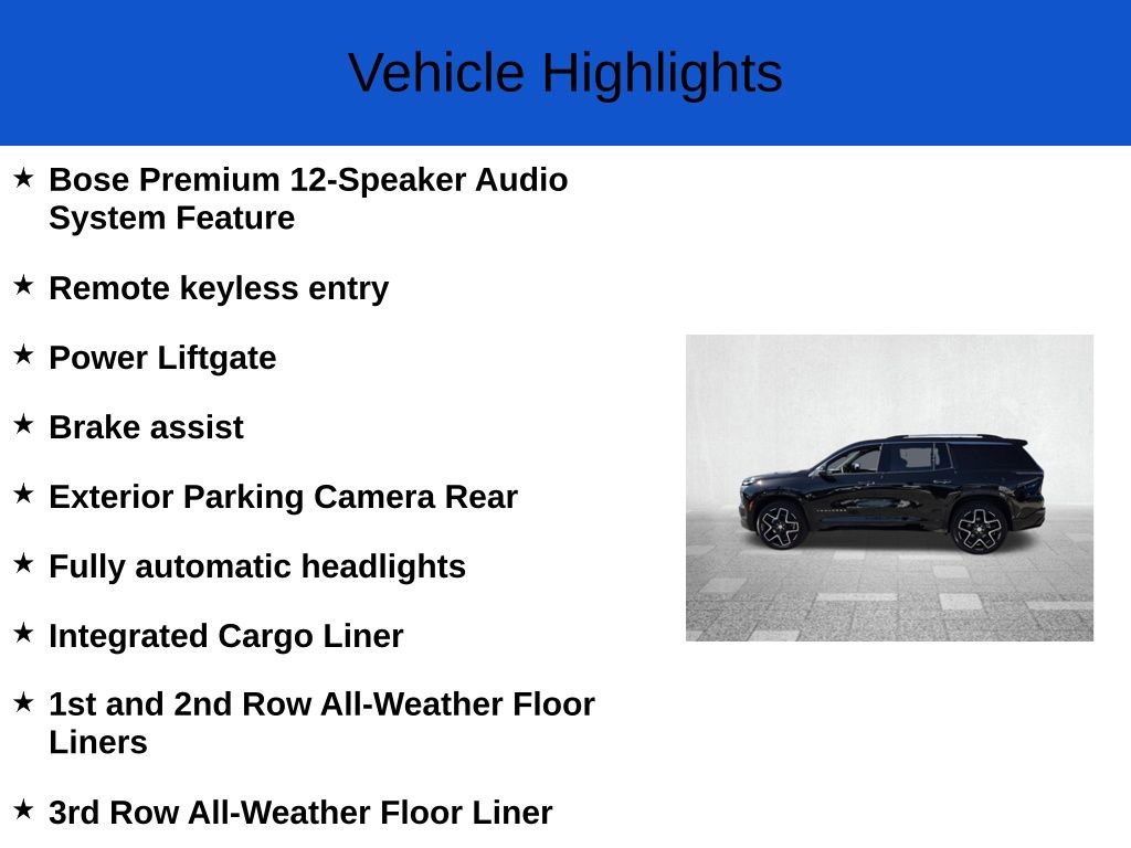 New 2026 Chevrolet Traverse High Country w/ LPO, Floor Liner Package image 3