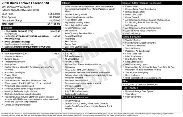 Used 2020 Buick Enclave Essence w/ LPO, Luxury Package image 7