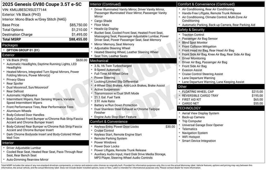 New 2025 Genesis GV80 3.5T e-SC image 5