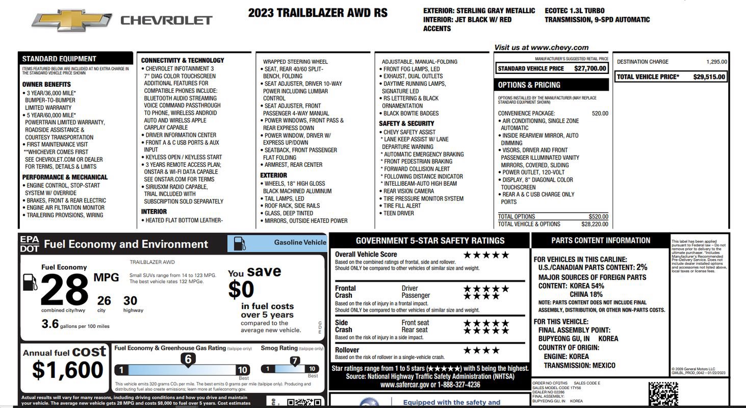 Used 2023 Chevrolet TrailBlazer RS w/ Convenience Package AWD/4WD image 9