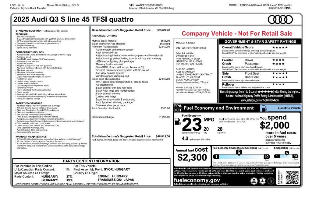 Used 2025 Audi Q3 2.0T Premium Plus w/ Premium Plus Package AWD/4WD image 10