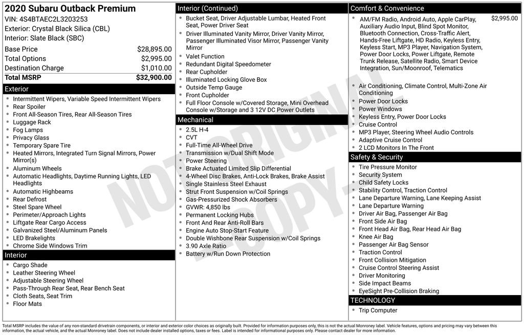 Used 2020 Subaru Outback Premium AWD/4WD image 15