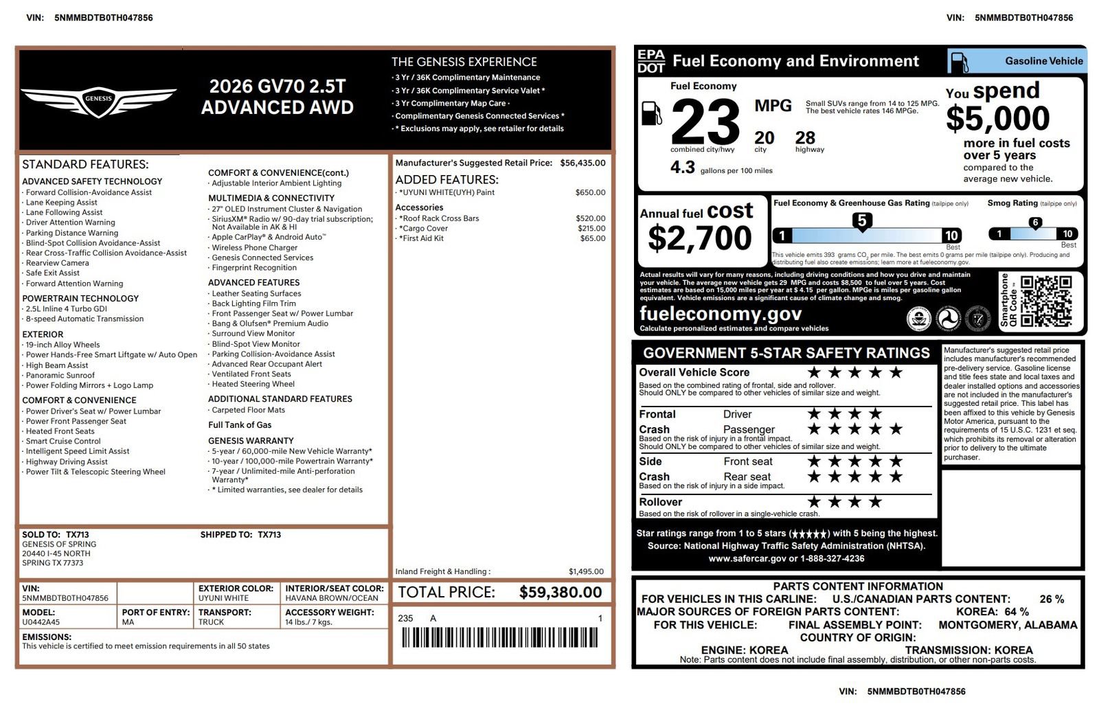Certified 2026 Genesis GV70 2.5T Advanced image 3
