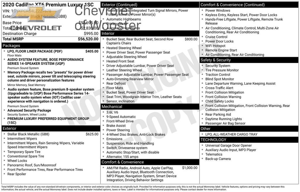 Used 2020 Cadillac XT6 Premium Luxury w/ LPO, Floor Liner Package image 16